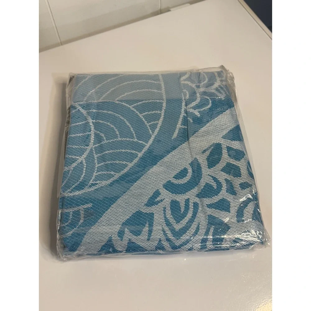 Vikumond Turkish Beach Towel Grey Blue Mandala Pre-Washed Large Cotton Peshtemal